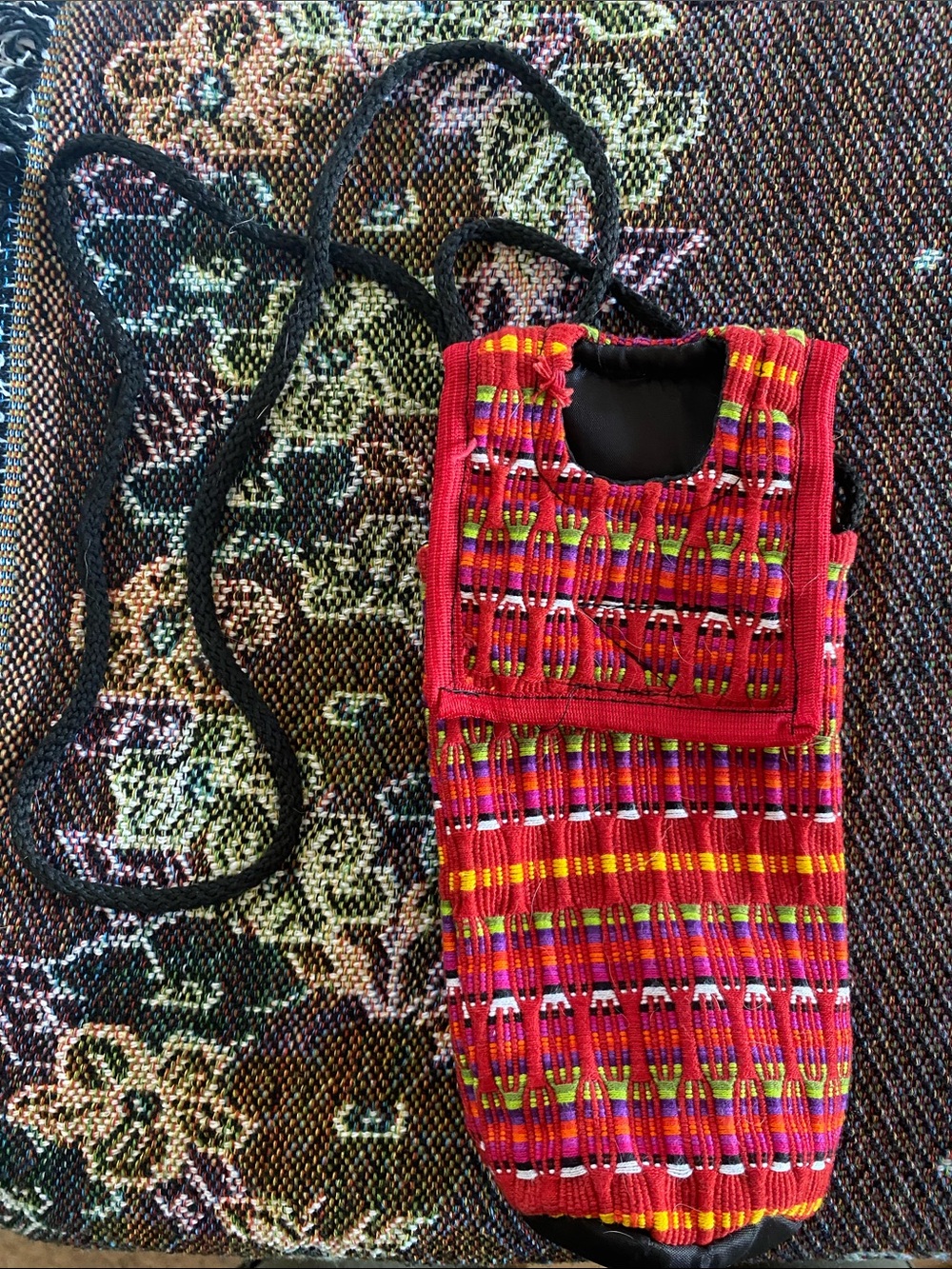 Handmade Woven Boho Southwestern Crossbody Water Bottle Holder Festival Carrier - Picture 4 of 4
